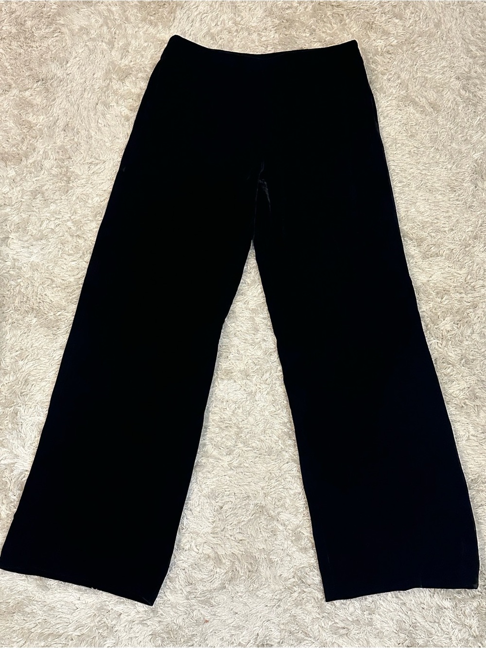 Lauren Ralph Lauren Black Silk-Blend Velvet Wide Leg Trousers Side Zip